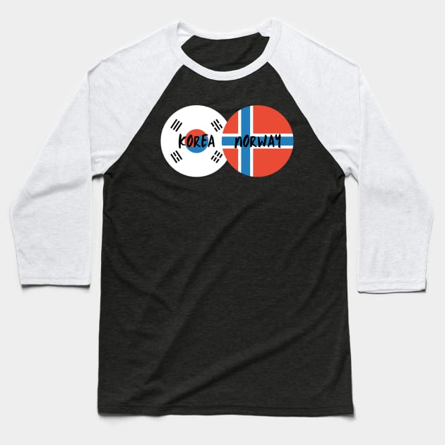 Korean Norwegian - Korea, Norway Baseball T-Shirt by The Korean Rage